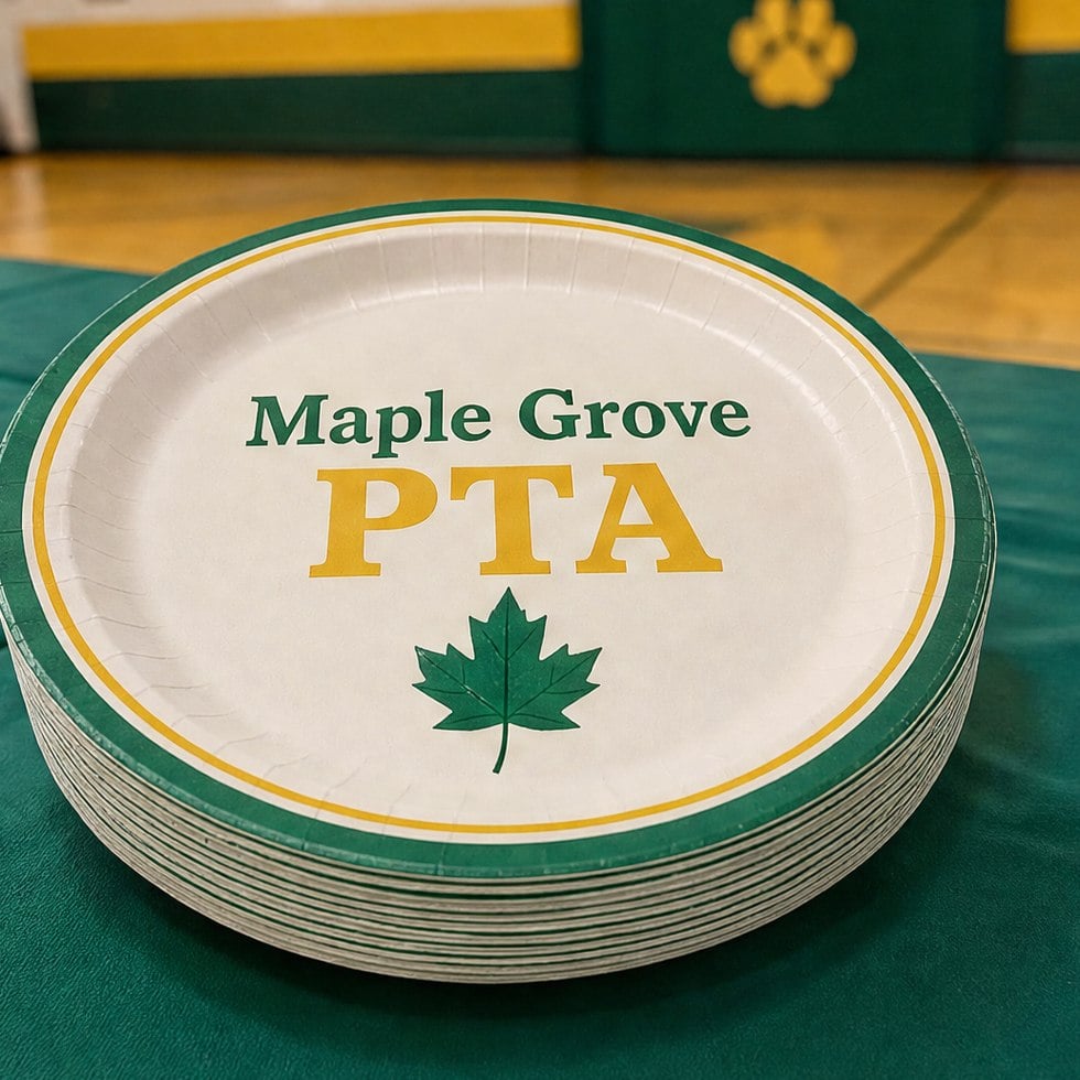 Customized paper plates for schools and fundraisers