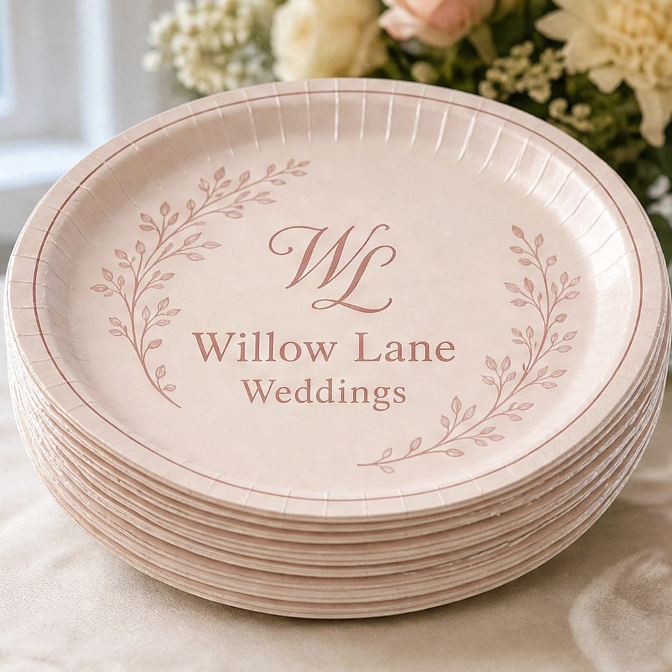 Customized paper plates for weddings and showers
