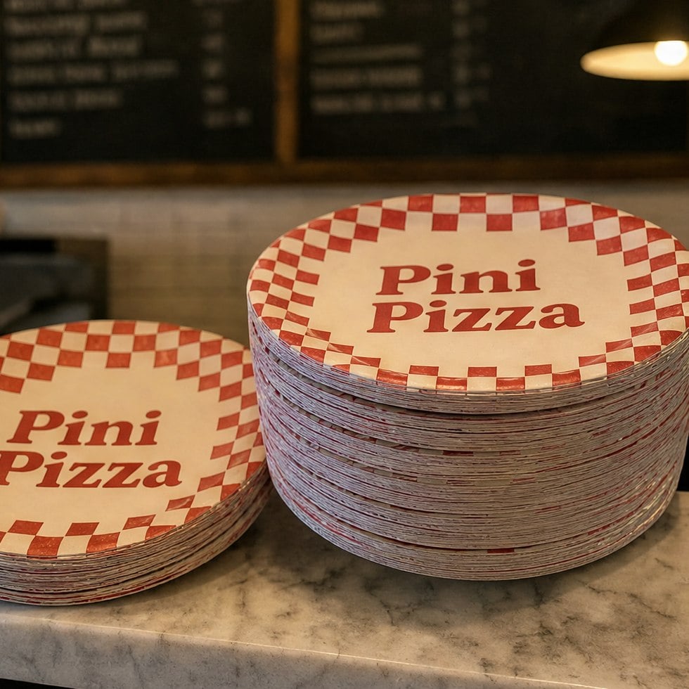 Custom paper plates for a small business counter